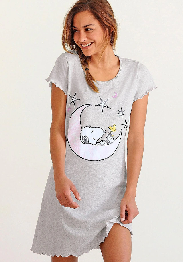 Peanuts Nachthemd mit Snoopy-Print und Kräuselsäumen