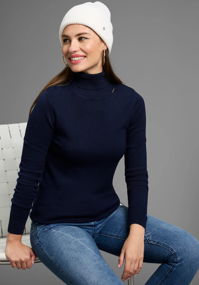 Bruno Banani Rollkragenpullover mit Metalllogo