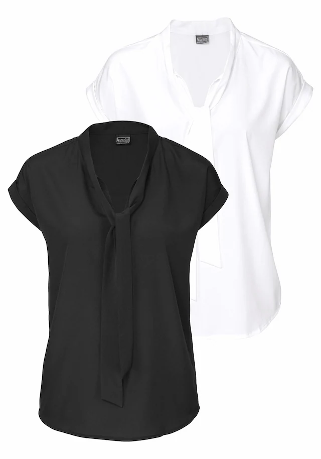 Bruno Banani Schluppenbluse 2er-Pack,mit Bindeband