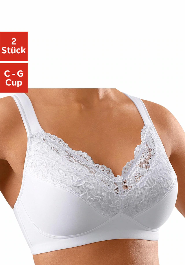 petite fleur Soft-BH Packung, 2 Stück,ohne Bügel mit Komfortträgern – auch ideal für große Größen