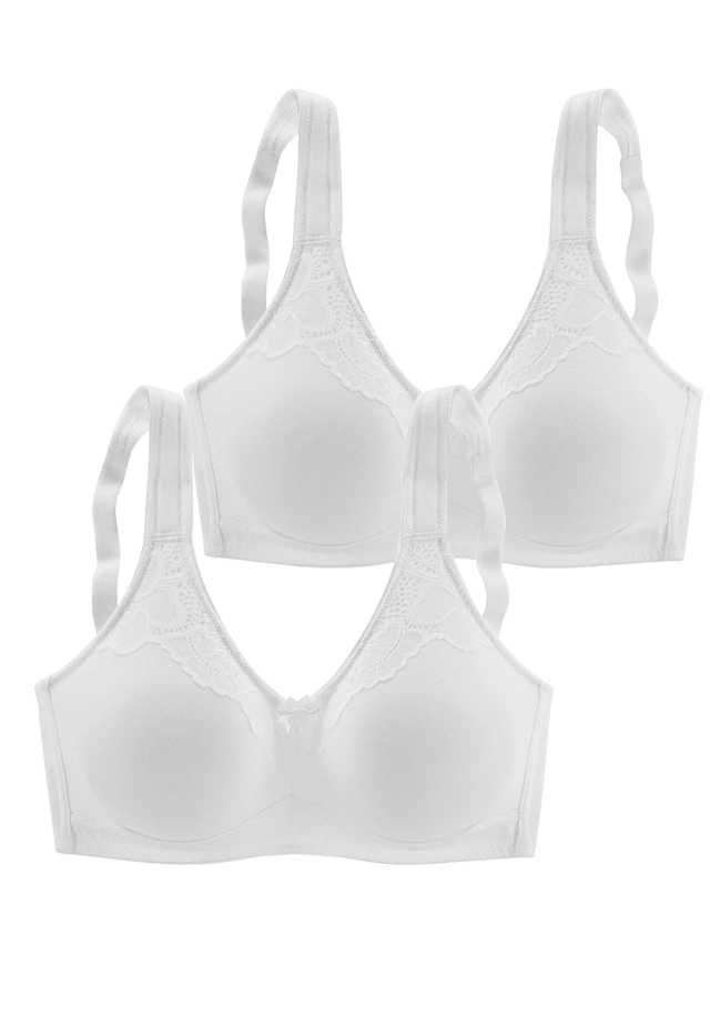Naturana Bügelloser BH »Cotton« 2er Pack,vorgeformte Soft-Cups, breite Träger, mit Spitze, Baumwollmix, bequem