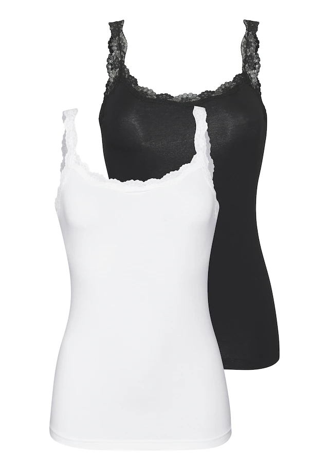 LASCANA Unterhemd 2er-Pack,mit innenliegendem Bustier, Spaghettiträger-Top, Unterziehshirt