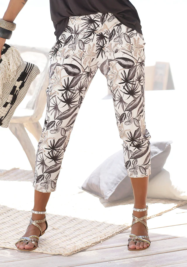 Buffalo Jerseyhose mit Alloverdruck und Taschen, 7/8-Hose, leichte Sommerhose, elastisch