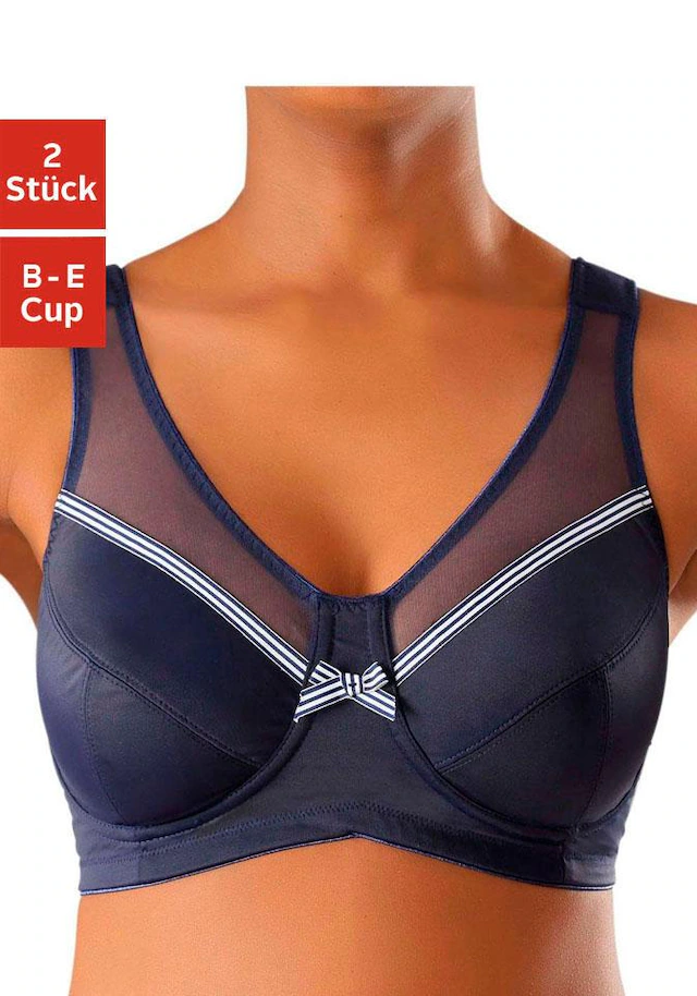petite fleur Entlastungs-BH Packung, 2 Stück,ohne Bügel mit breiten, wattierten Trägern– ideal für große Größen