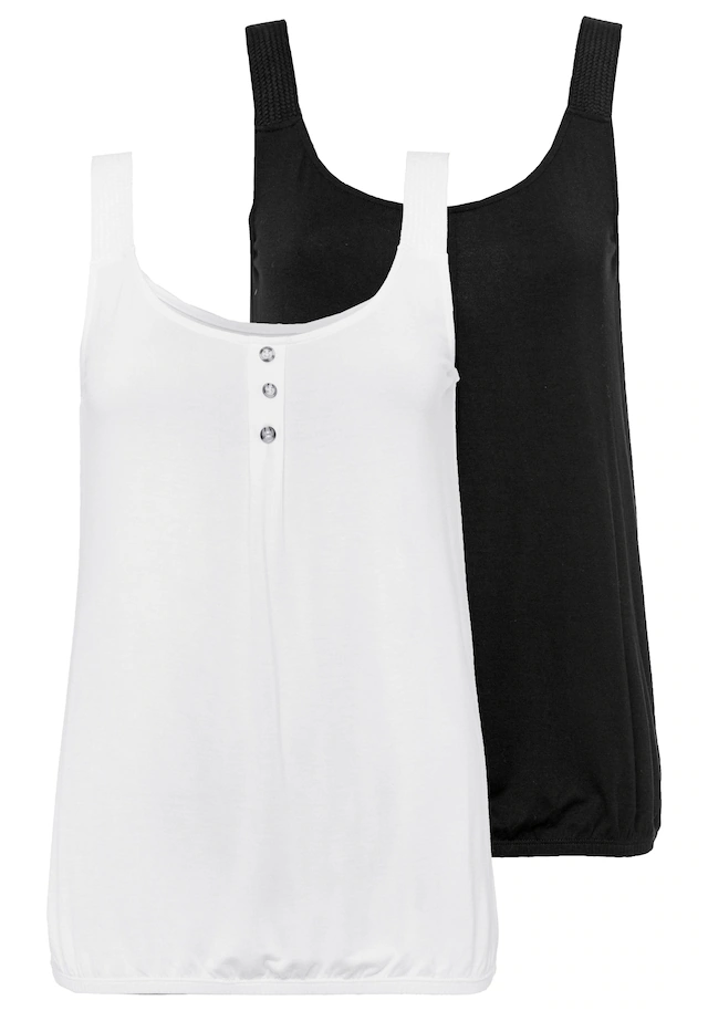 LASCANA Strandtop »mit geflochtenen Trägern« 2er-Pack,aus weichem Viskose-Stretch