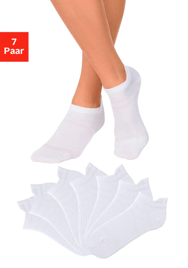 LASCANA ACTIVE Sneakersocken Packung, 7 Stk. tlg. in Piqué-Optik