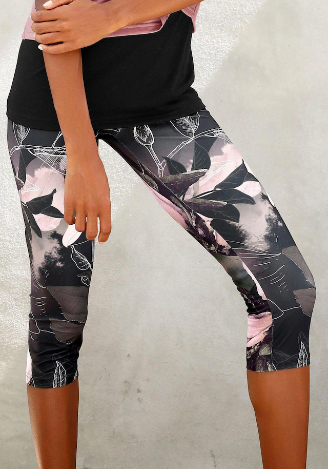 LASCANA ACTIVE Caprileggings »Tropical« mit abstraktem Blumenprint, Loungewear