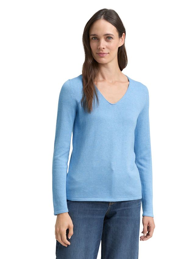 TOM TAILOR V-Ausschnitt-Pullover aus Feinstrick