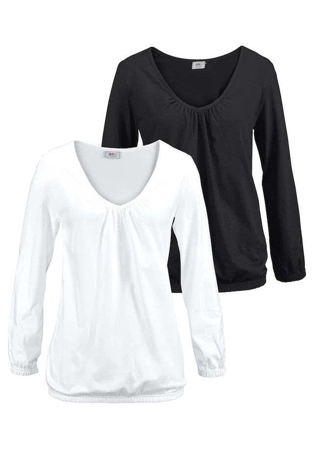 Flashlights Langarmshirt 2er-Pack,figurbetonter Schnitt,aus Viskosemischung