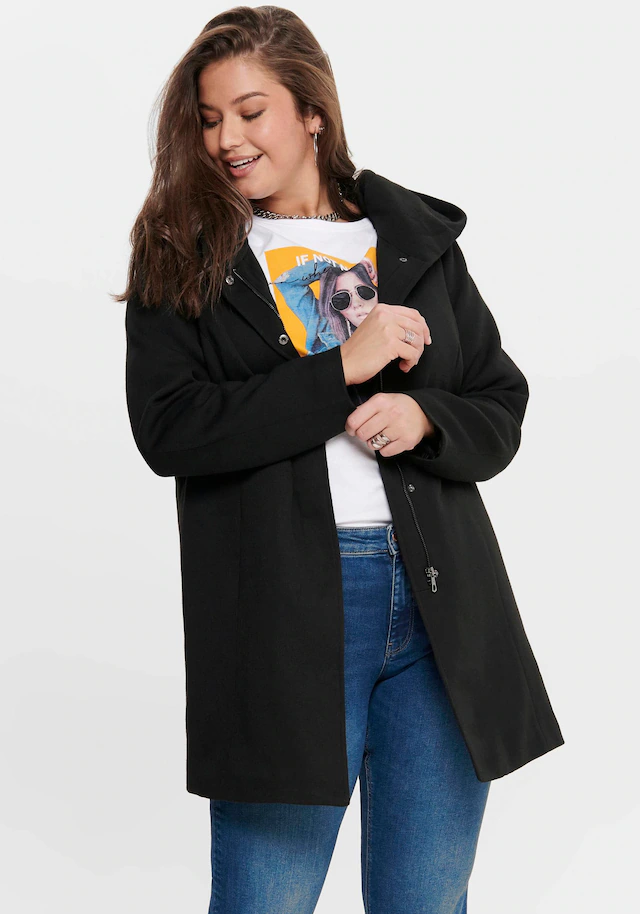 ONLY CARMAKOMA Langjacke »CARSEDONA LIGHT COAT OTW« mit Kapuze mit Kapuze