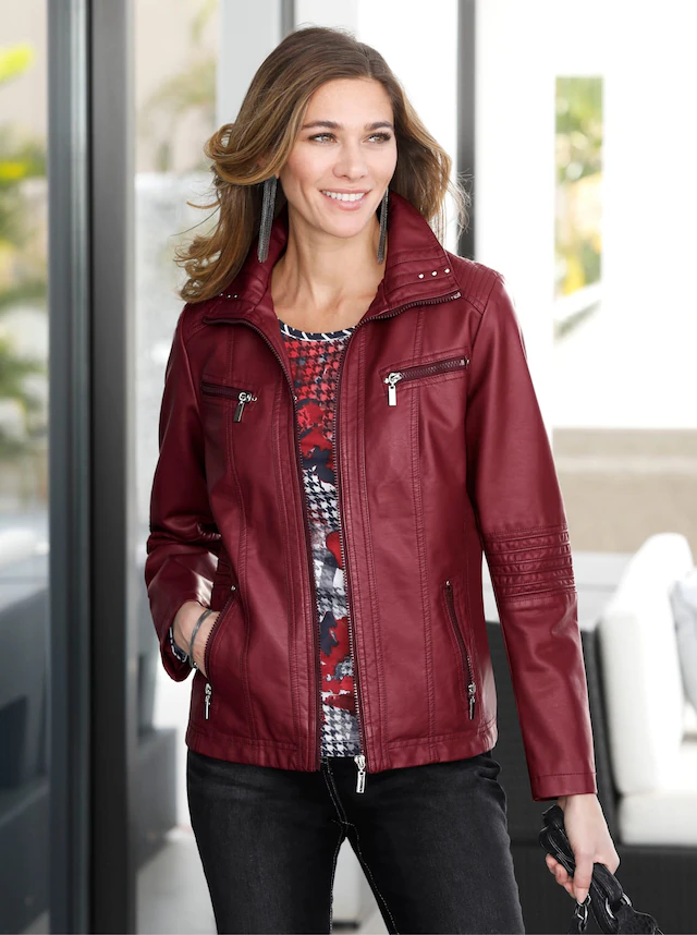 Classic Basics Lederimitatjacke ohne Kapuze