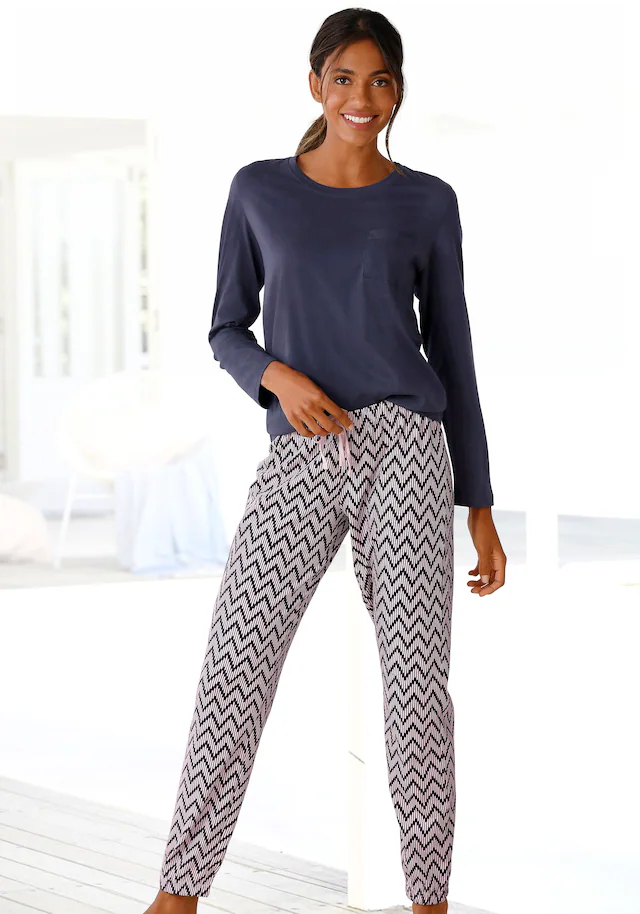Vivance Dreams Pyjama Set, 2 tlg. mit gemusterter Schlafhose