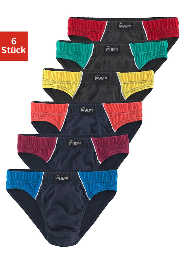 le jogger® Slip Packung, 6 Stk. mit kontrastfarbenen Highlights