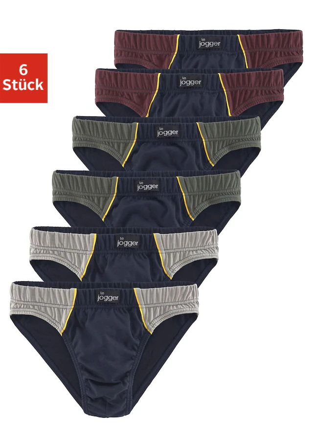 le jogger® Slip Packung, 6 Stk. mit kontrastfarbenen Highlights