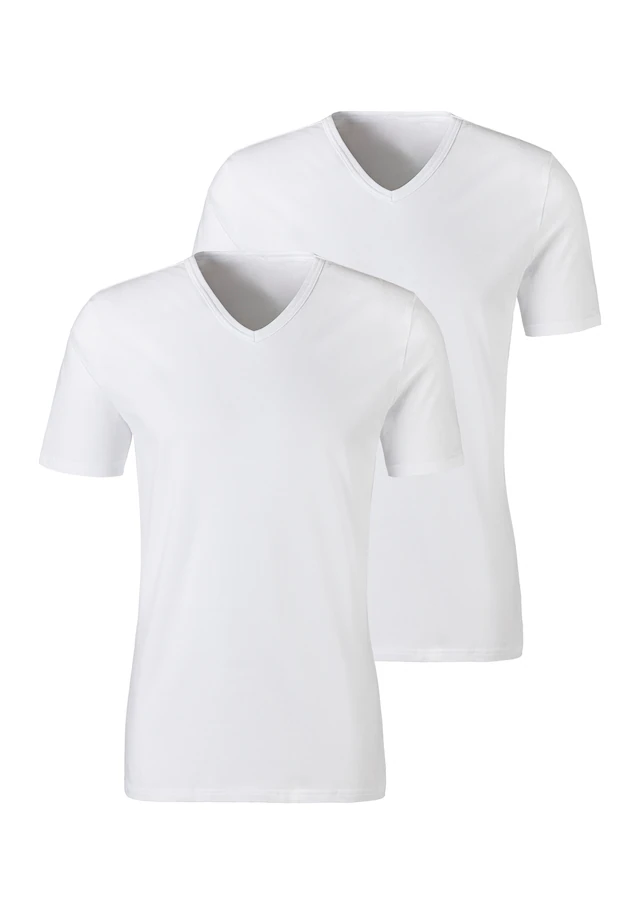 H.I.S Unterziehshirt 2 Stk. mit V-Ausschnitt und kleinem Logo, Unterhemd, T-Shirt