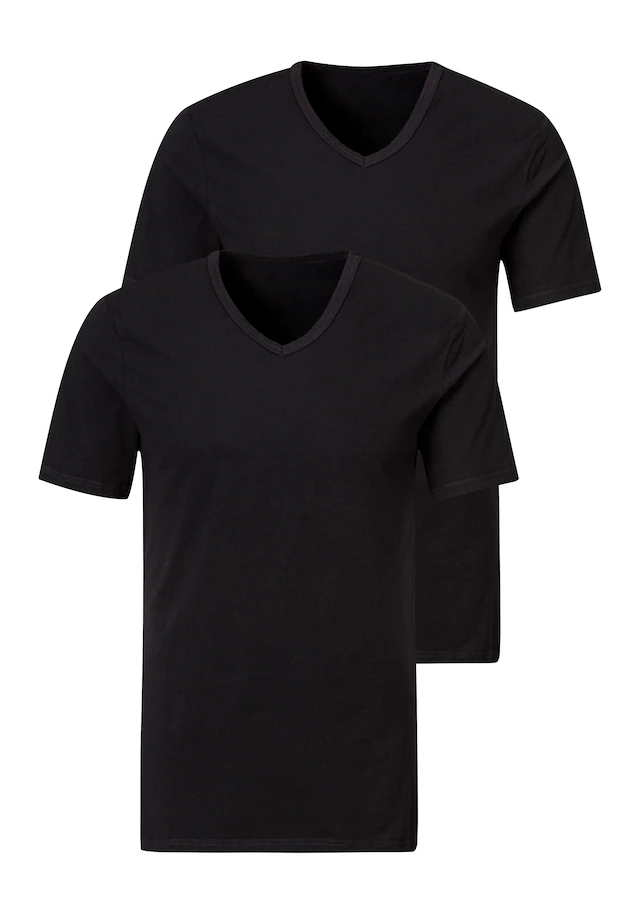 H.I.S Unterziehshirt 2 Stk. mit V-Ausschnitt und kleinem Logo, Unterhemd, T-Shirt