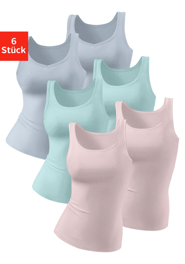 petite fleur by Lascana Achselhemd 6er-Pack, aus reiner Baumwolle, Tanktop, Unterziehshirt