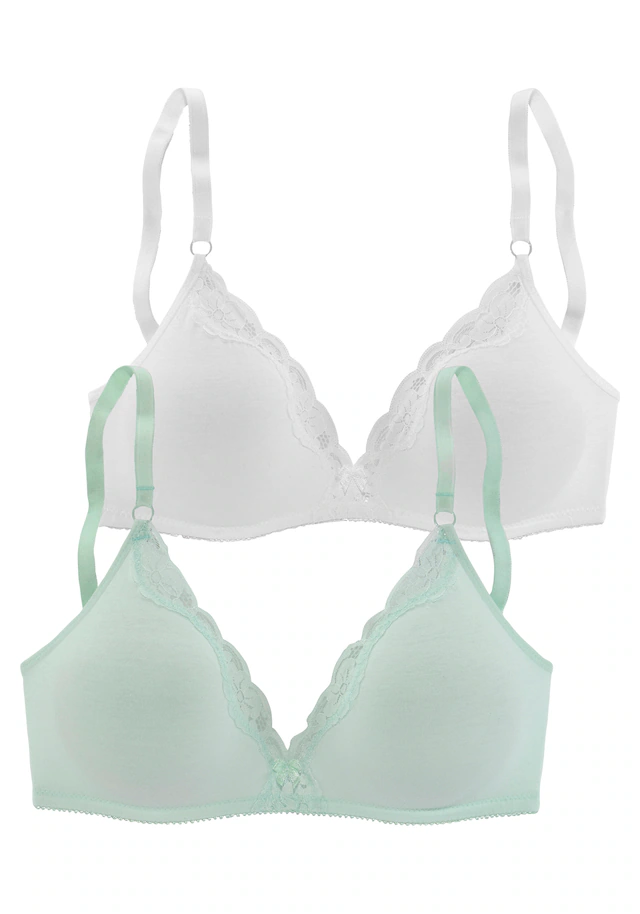 petite fleur by Lascana Bralette-BH Packung, ohne Bügel aus Baumwolle mit Spitze, bequemer BH