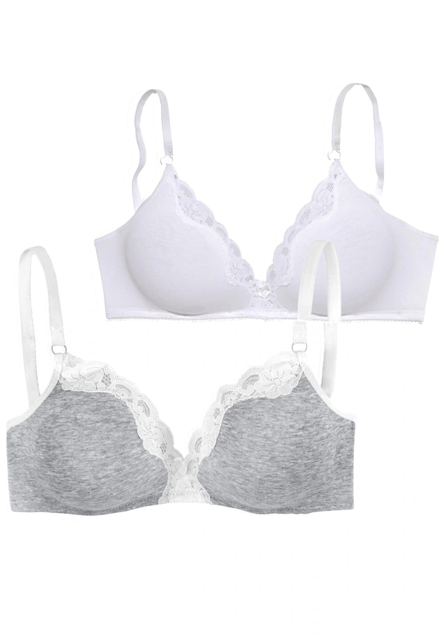 petite fleur by Lascana Bralette-BH Packung, ohne Bügel aus Baumwolle mit Spitze, bequemer BH