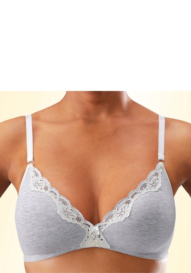 petite fleur by Lascana Bralette-BH Packung, ohne Bügel aus Baumwolle mit Spitze, bequemer BH