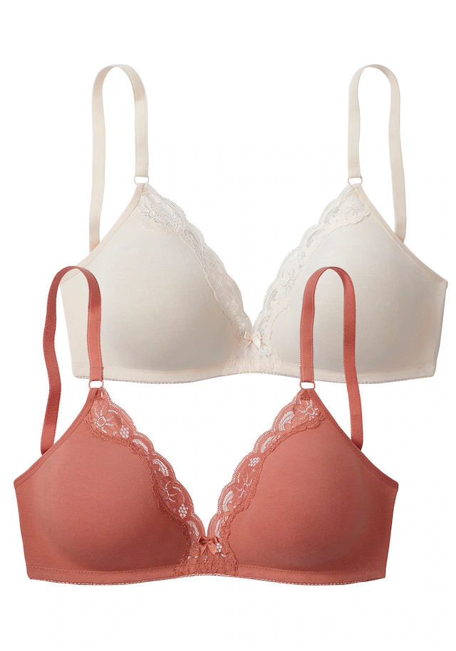 petite fleur by Lascana Bralette-BH Packung, ohne Bügel aus Baumwolle mit Spitze, bequemer BH