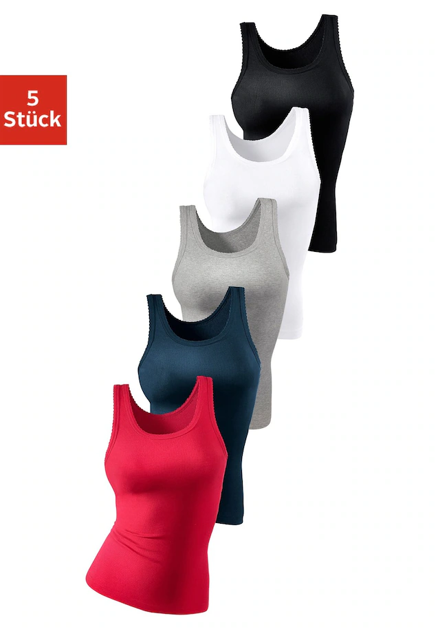 petite fleur by Lascana Unterhemd 5er-Pack, weiches Doppelripp-Material, Baumwolle, schmale, anliegende Passform
