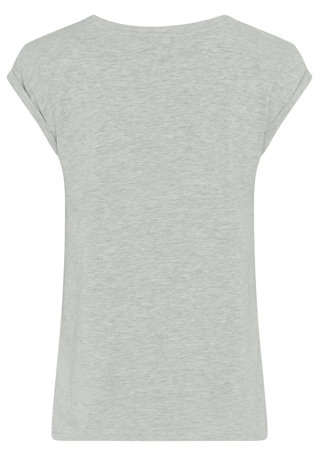 Tamaris T-Shirt »mit Rundhals und lockerem Schnitt, aus angenehmem Viskose-Jersey« figurumspielend, Kurzarm mit überschnittenen Schultern und Krempelsaum