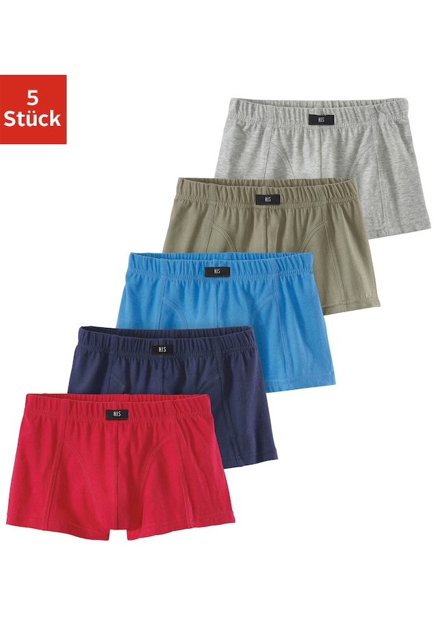 H.I.S Boxer »Boxershorts für Jungen« Packung, 5 Stk. unifarben, mit Markenlabel, Baumwollmischung