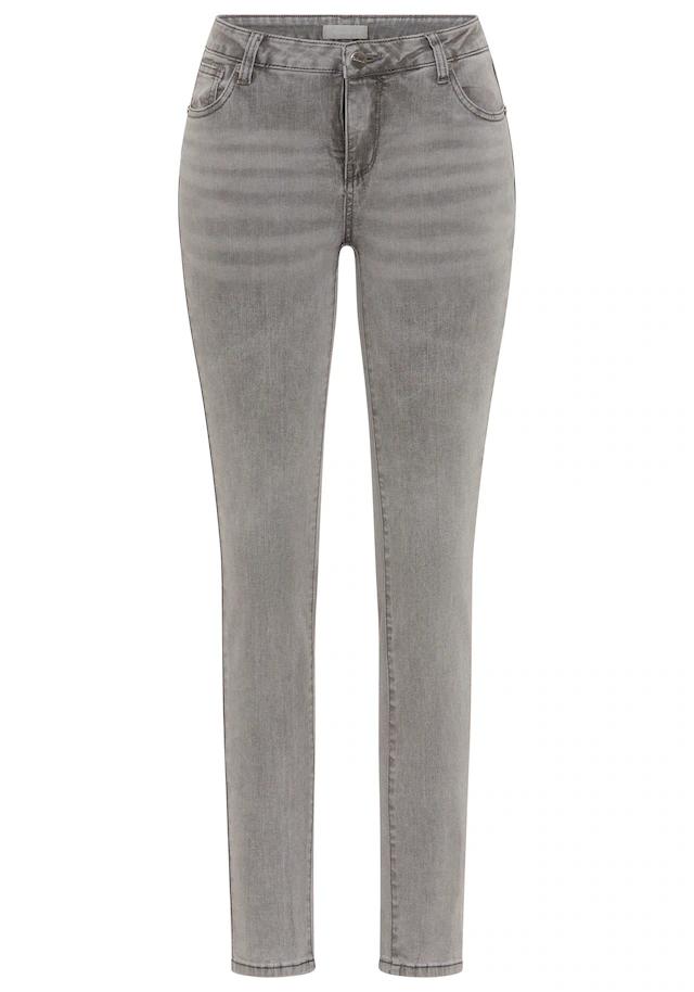 Tamaris Skinny-fit-Jeans »aus bequemen Stretch-Denim« schmale Beinweite, mit Gürtelschlaufenbund, mit Metallreißverschluss