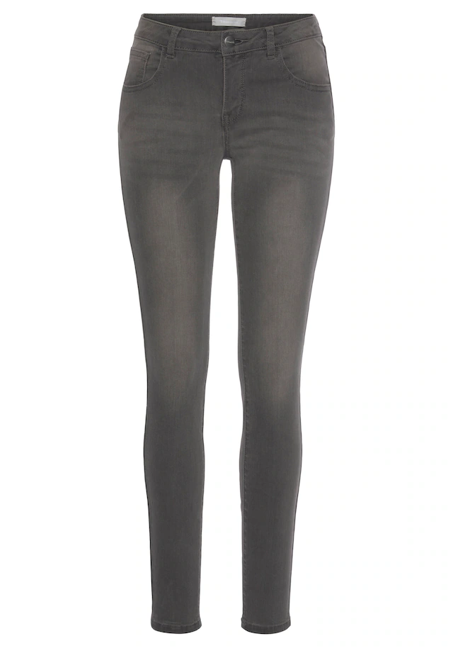 Tamaris Skinny-fit-Jeans »aus bequemen Stretch-Denim« schmale Beinweite, mit Gürtelschlaufenbund, mit Metallreißverschluss