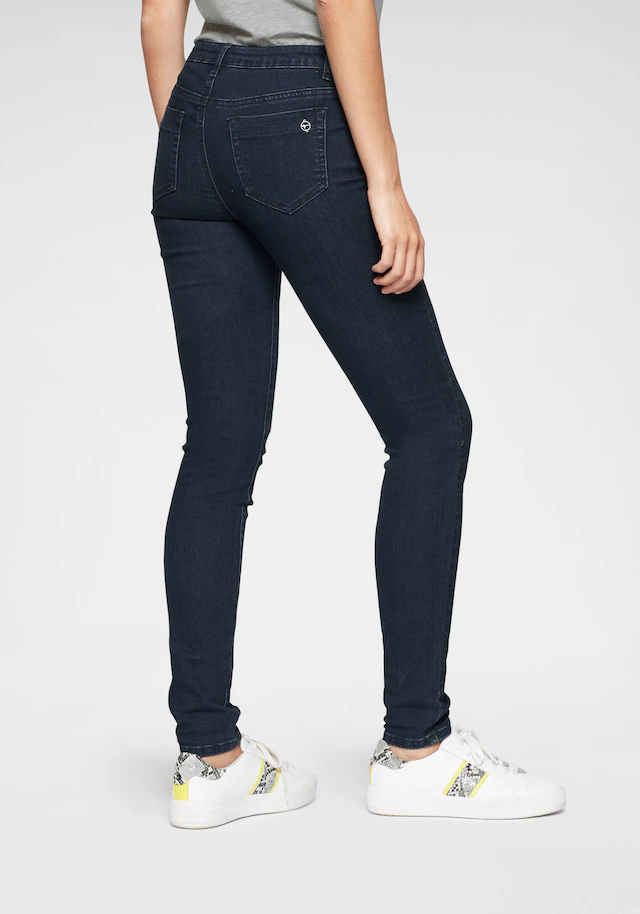 Tamaris Skinny-fit-Jeans »aus bequemen Stretch-Denim« schmale Beinweite, mit Gürtelschlaufenbund, mit Metallreißverschluss