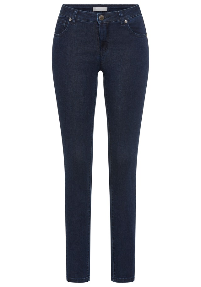 Tamaris Skinny-fit-Jeans »aus bequemen Stretch-Denim« schmale Beinweite, mit Gürtelschlaufenbund, mit Metallreißverschluss
