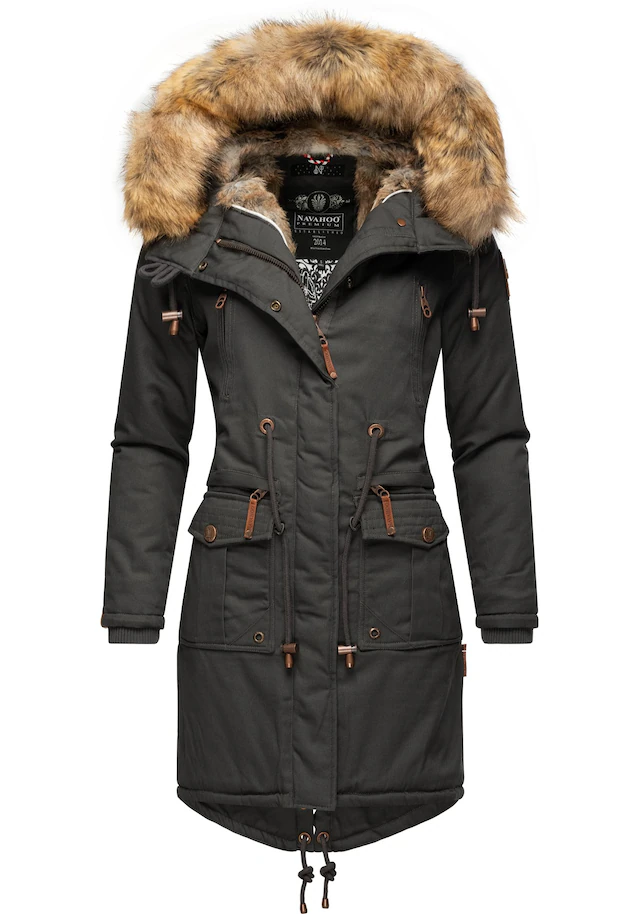 Navahoo Wintermantel »Rosinchen« stylischer Damen Winter Baumwollparka mit Kunstfell
