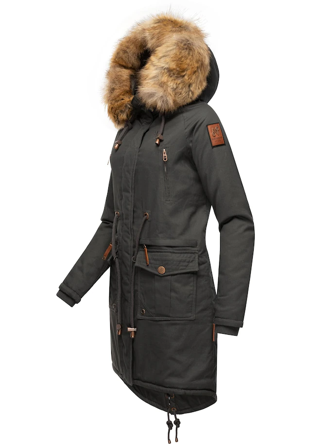 Navahoo Wintermantel »Rosinchen« stylischer Damen Winter Baumwollparka mit Kunstfell