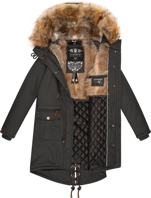 Navahoo Wintermantel »Rosinchen« stylischer Damen Winter Baumwollparka mit Kunstfell
