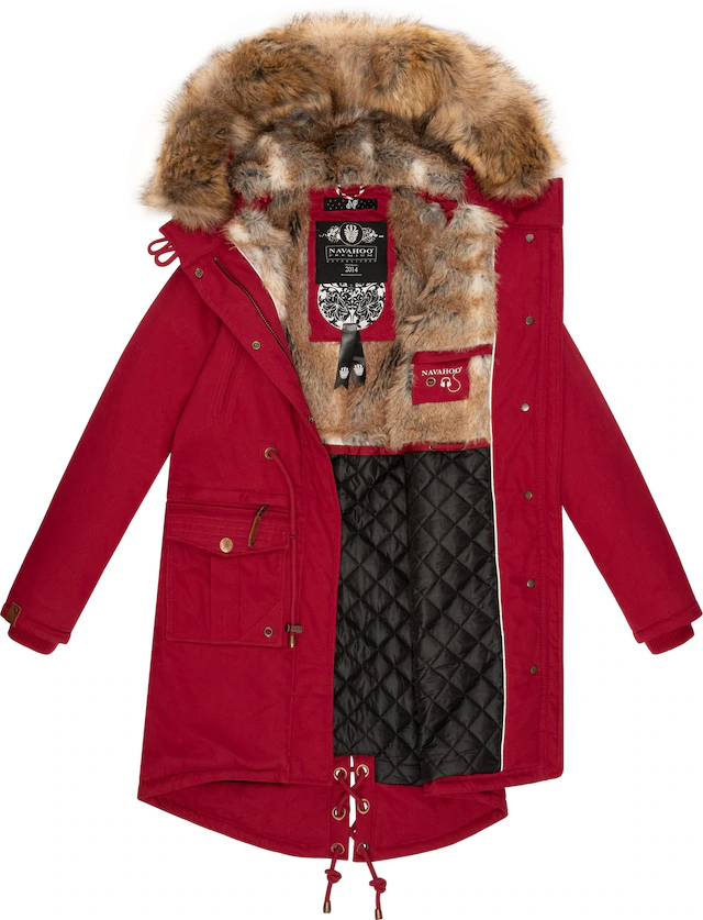 Navahoo Wintermantel »Rosinchen« stylischer Damen Winter Baumwollparka mit Kunstfell