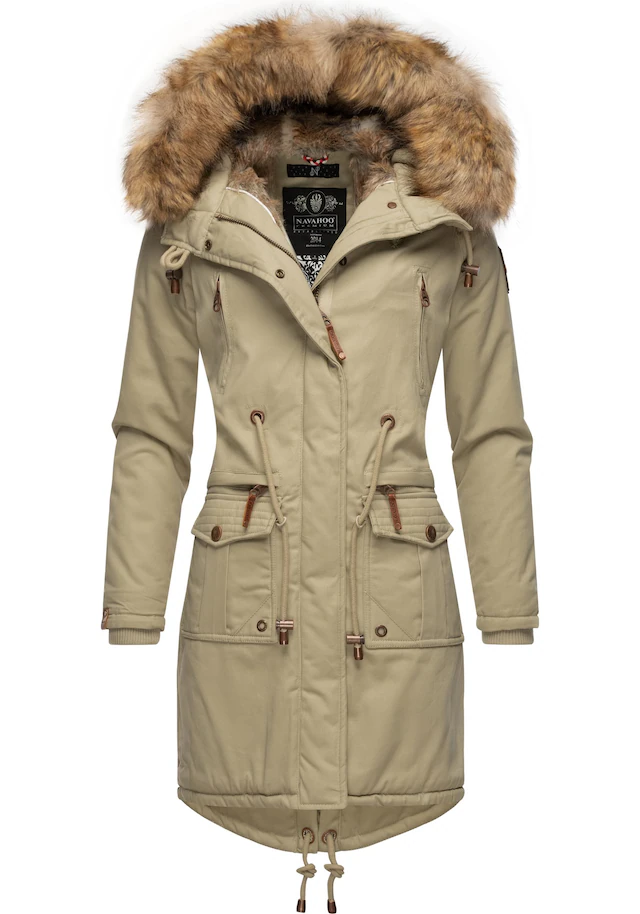 Navahoo Wintermantel »Rosinchen« stylischer Damen Winter Baumwollparka mit Kunstfell