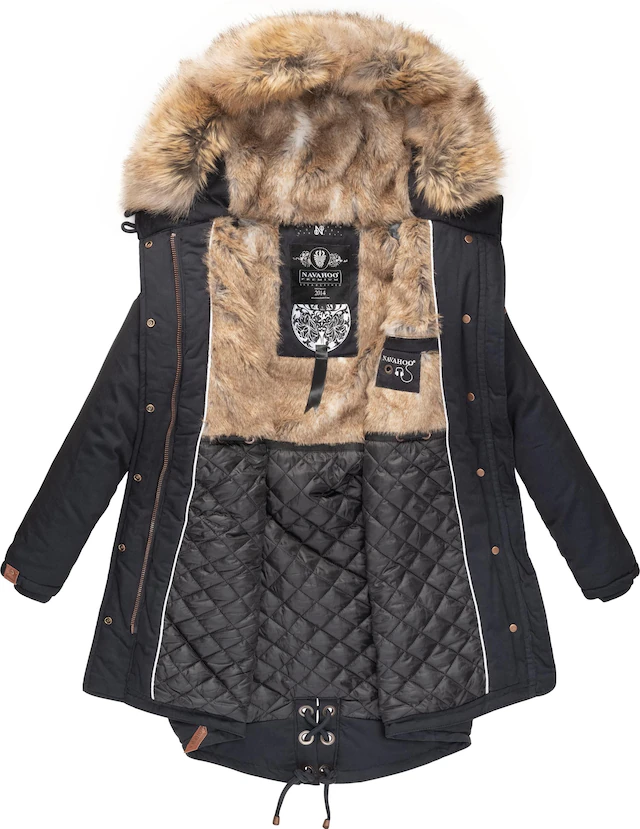 Navahoo Wintermantel »Rosinchen« stylischer Damen Winter Baumwollparka mit Kunstfell