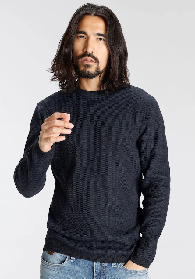 Bruno Banani Strickpullover gewaschene Optik