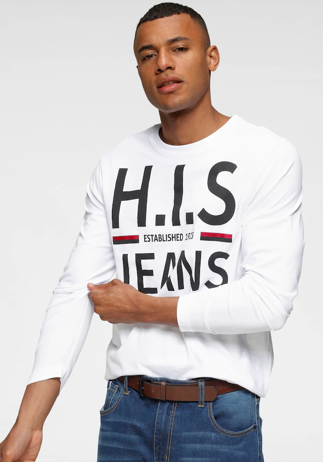 H.I.S Langarmshirt Langarm, schmaler Basic-Schnitt, bedrucktes Design