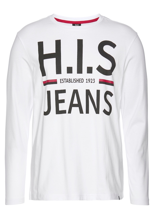 H.I.S Langarmshirt Langarm, schmaler Basic-Schnitt, bedrucktes Design