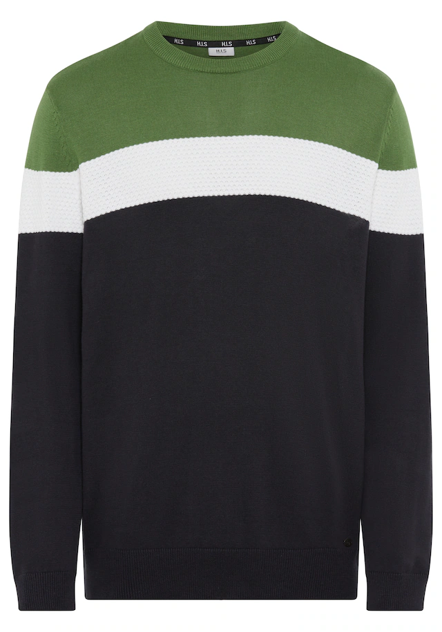H.I.S Rundhalspullover »neue Farben!« Colorblocking, in leichter Strickqualität