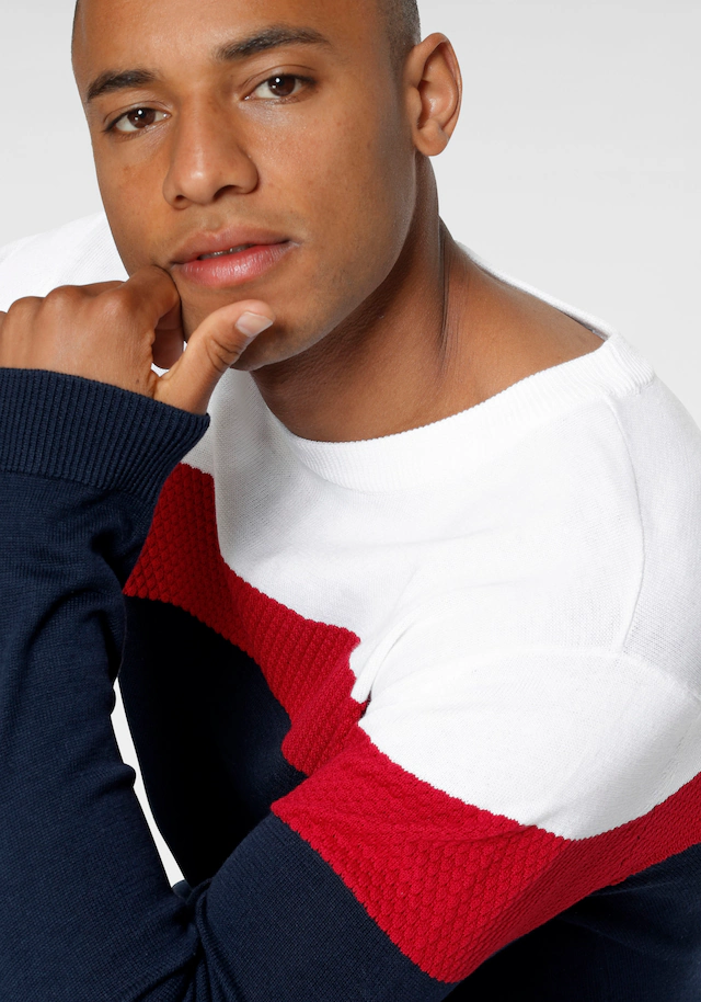 H.I.S Rundhalspullover »neue Farben!« Colorblocking, in leichter Strickqualität
