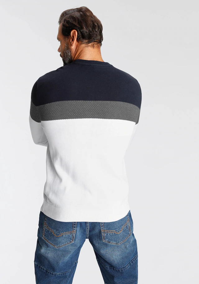 H.I.S Rundhalspullover »neue Farben!« Colorblocking, in leichter Strickqualität