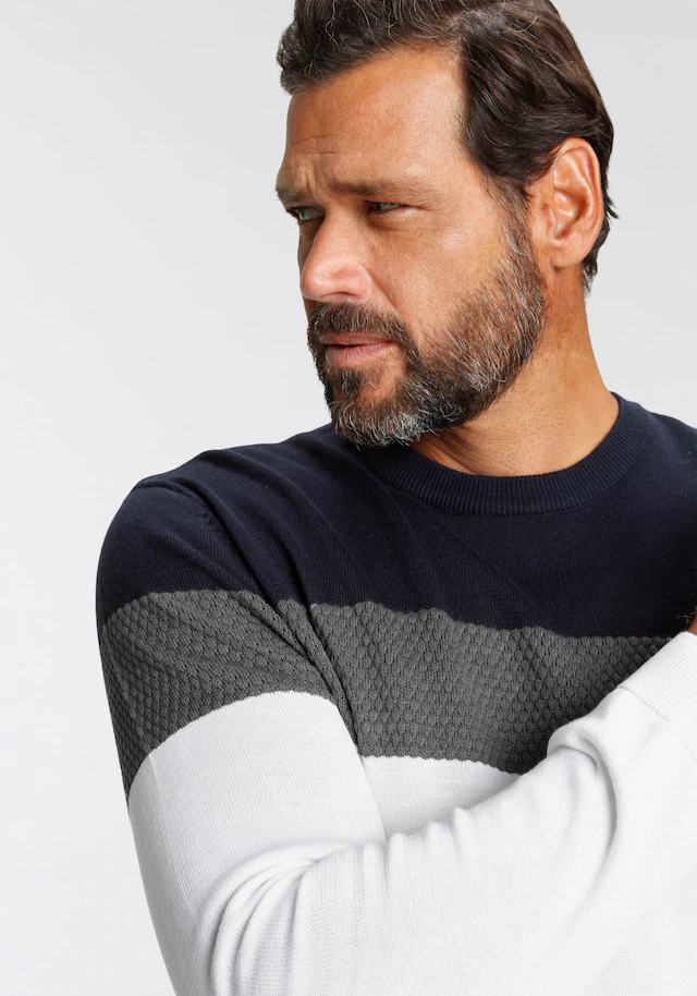 H.I.S Rundhalspullover »neue Farben!« Colorblocking, in leichter Strickqualität