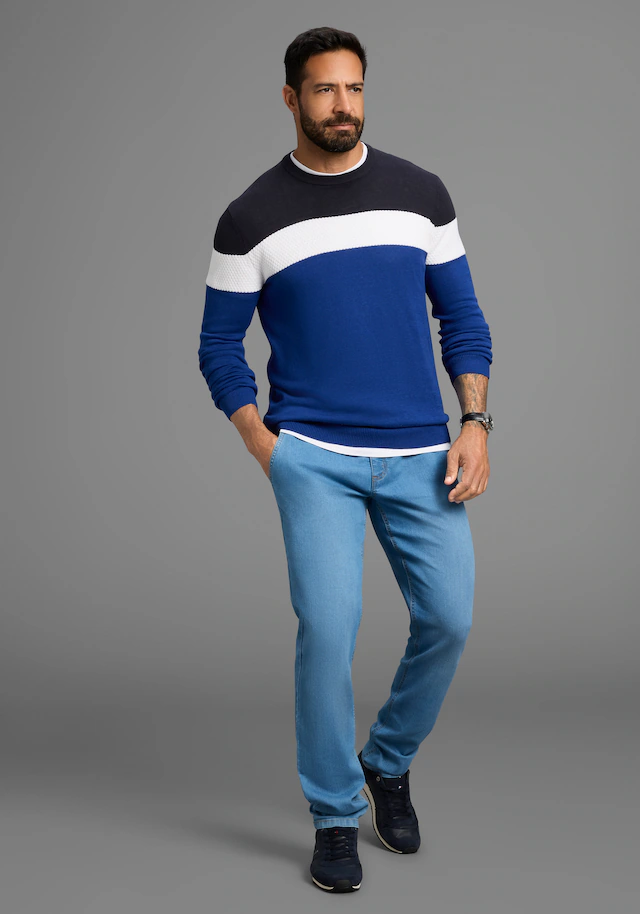 H.I.S Rundhalspullover »neue Farben!« Colorblocking, in leichter Strickqualität
