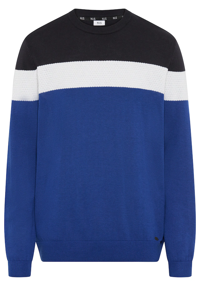 H.I.S Rundhalspullover »neue Farben!« Colorblocking, in leichter Strickqualität