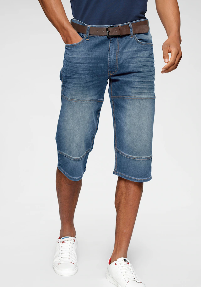 H.I.S Jeansbermudas »HANTZ« Set, mit abnehmbarem Gürtel, 2 Stk. gerader Beinschnitt, Used-Look mit Abriebeffekten