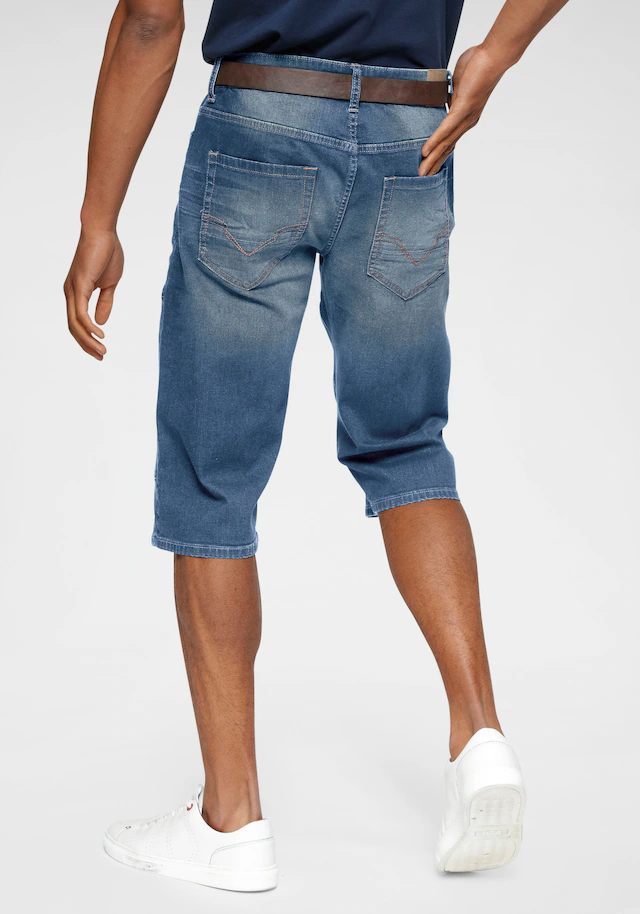 H.I.S Jeansbermudas »HANTZ« Set, mit abnehmbarem Gürtel, 2 Stk. gerader Beinschnitt, Used-Look mit Abriebeffekten