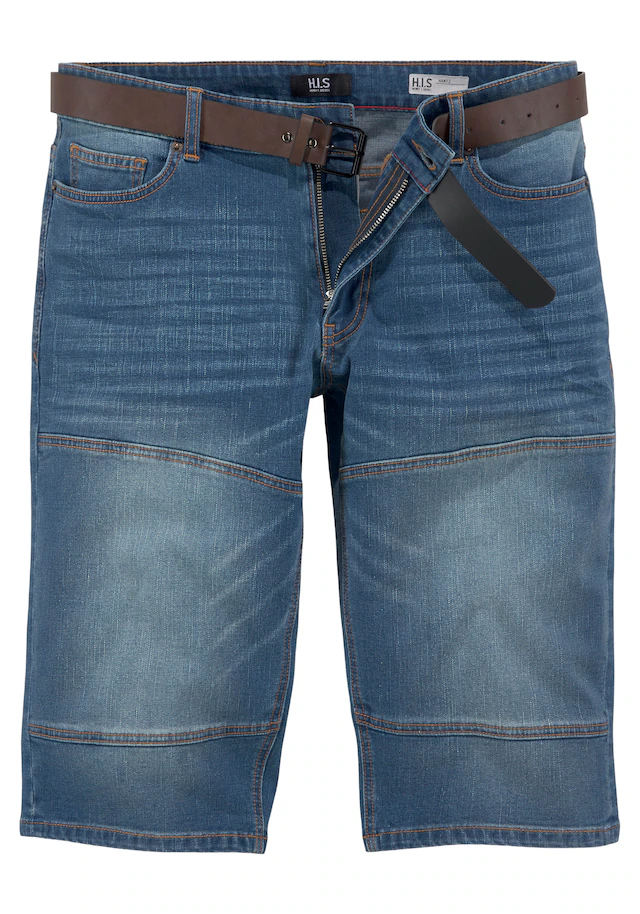 H.I.S Jeansbermudas »HANTZ« Set, mit abnehmbarem Gürtel, 2 Stk. gerader Beinschnitt, Used-Look mit Abriebeffekten